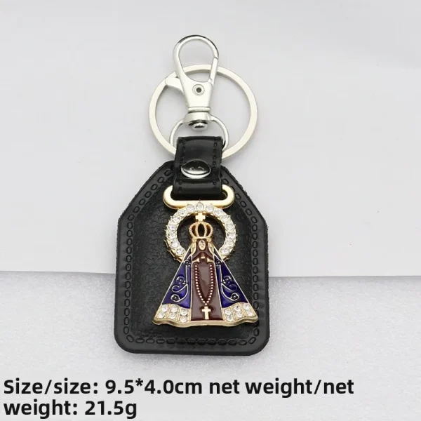 Catholic metal PU micro-inlaid enamel color keychain accessories pendant