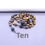 Hot Sale Tiger Eye Agate Beads Sweater Chain Cross Rosary Necklace Unisex Accessories - Image 2