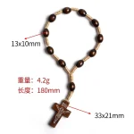 Wholesale Prayer Beads Bracelet Wooden Beads Bracelet Brown Color Cross Knotted Braid Decade Rosary - Image 3