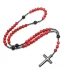 Catholic Rosary Cross Necklace for Men Women Jewelry Christ Meditation Red Beaded Cross Pendant Festival Gift