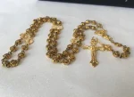 Religions Necklace Prayer Rosary Gold Alloy Rose Flower Beads Fitting Curved Needle Necklace - Image 4