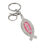 Jesus Keychain Pendant Geometric Metal Keychain Pendant with Full Diamonds and English Letters Fashion Design Key Accessory - Image 5