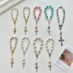 Best Selling Catholic Mini Rosary Beaded Bracelets with Heart Cross Finger Chain Gold Plated Baptism Communion Gift for Baby