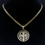 Mecrt Hot Selling Saint Benedict Pendant Necklace Women Men Stainless Steel Religious Necklace Jewelry - Image 4
