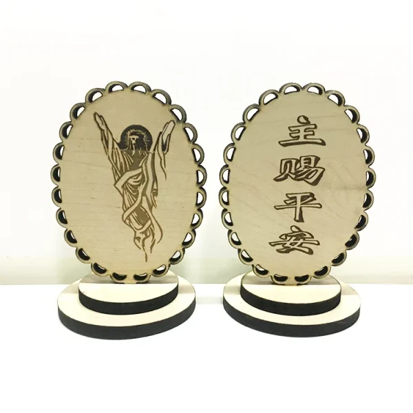 Mecrt Solid Wood Hollow Carved Reiligious Prayer ICONS Car Home Decoration Table Ornaments Souvenir Crafts Gifts Home De
