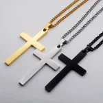 Unisex 304 Stainless Steel Christian Religious Pendant Necklace with Pearl Cross Design Wholesale Jewelry - Image 2