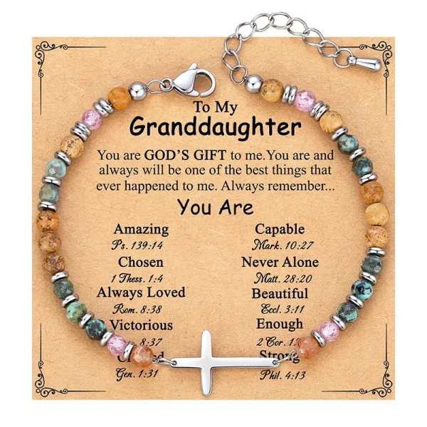 Hot Selling Cross Charm Bracelet Women Stone Bangle Wholesale Trendy Christian Jewelry Friends Family Gift