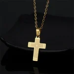 Mecrt Stainless Steel Little Angel Relief Medal Catholic Saint Benedict Fashion Pendant Golden Religious Belief Necklaces