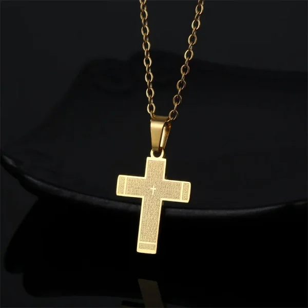 Mecrt Stainless Steel Little Angel Relief Medal Catholic Saint Benedict Fashion Pendant Golden Religious Belief Necklace
