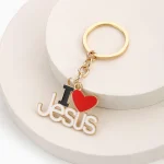 I Love Jesus Keychain Jewelry Catholic Christian Couple Bag Key Chain Pendant Wholesale Church Holiday Gifts - Image 3