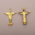 Catholic Gold Round Priest Listing Necklace DIY Zinc Alloy Pendant, Cross Pattern Jewelry Pendant - Image 4