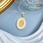 Catholic Oval Religion Holy Mother Natural White Shell Virgin Mary Pendant Diy Accessories Our Lady - Image 6