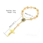 Wholesale Catholic Rosary Bracelet Prayer Fashion Cross Bracelet Gold Imitation Glass Pearl Handcrafted Curved Needle Bracelet - Image 2