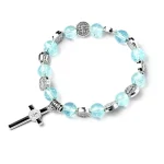 Catholic Rosary Bracelet 8mm Crystal Bead Hand Ornament Cross Rosary Hand String Christian Communion Gift Wholesale - Image 6