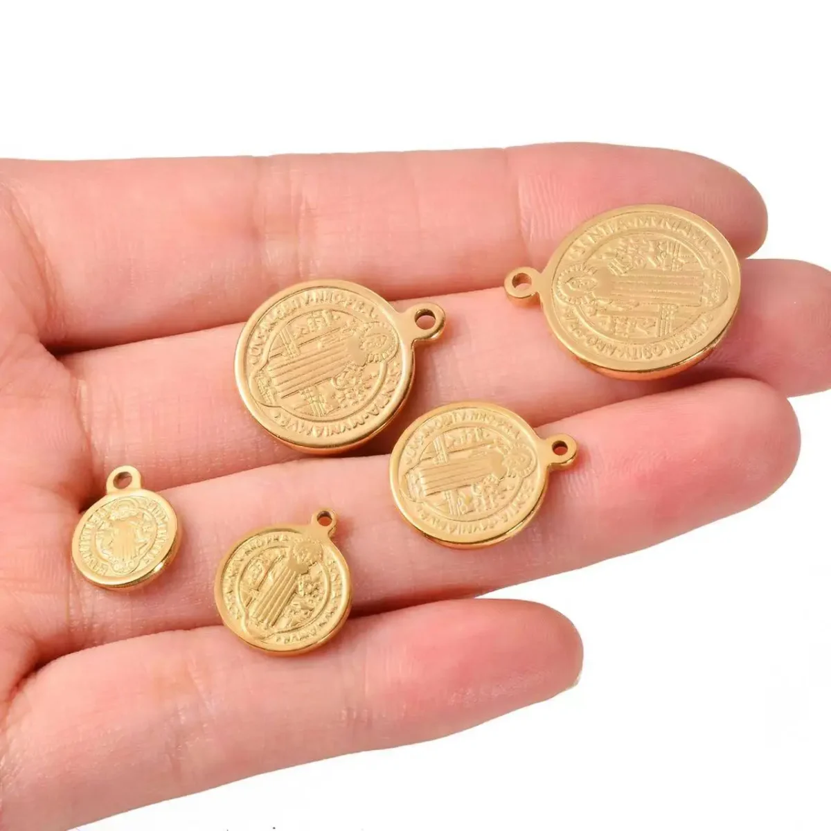 Stainless Steel Round Crosses Jesus Pendants DIY Necklace Bracelet Earring Keychain Jewelry Making Accessories - Image 6