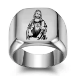 Catholic Jesus Ring Picture Christ Titanium Steel Square Glossy Stainless Steel Christian Rings Gold Black Ring Wholesale - Image 3