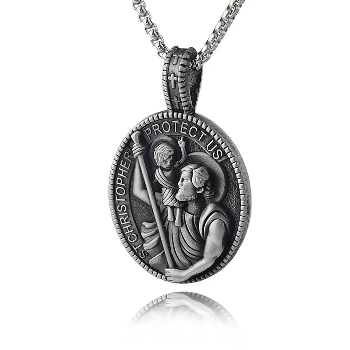Euro-american Virgin Mary Zinc Alloy Religious Pendant Hip Hop Punk Goth Strand Snake Bone Chain Neutral Color Necklace - Image 2