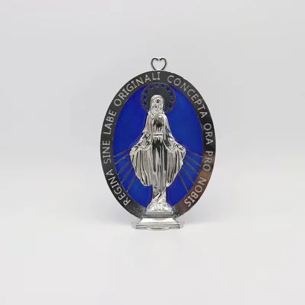 Custom Colorful Plated Metal Gold Silver Virgin Mary Cross with Stand Religious Decoration Gift