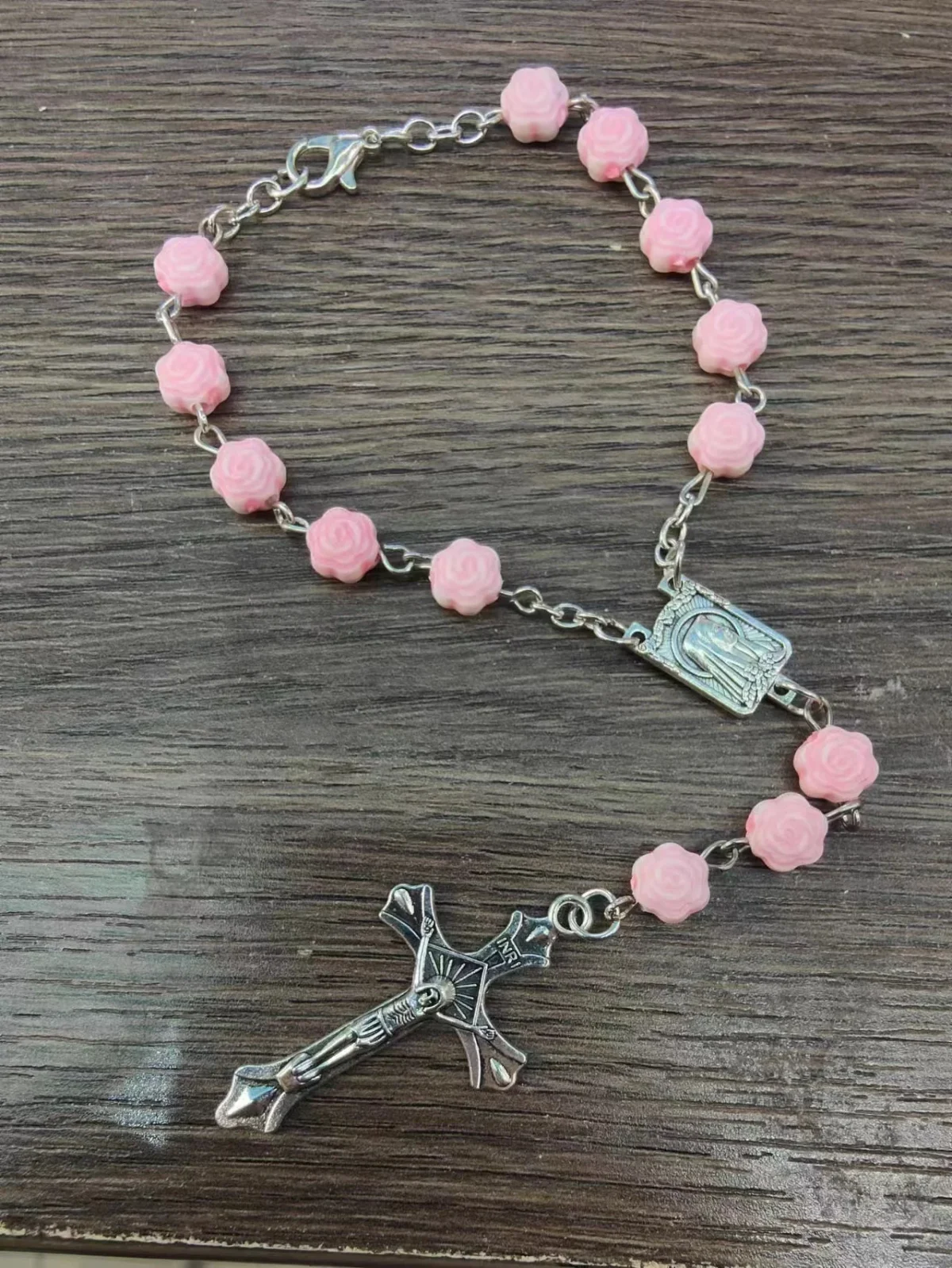 New Arrival Custom Christian Rosary Bracelet Rose Beads Fashion Charm Bracelets for Prayer - Image 3