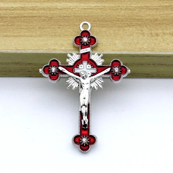 Metal Cross Crucifixes Christ Jesus Religious Catholic Cross Gift 5.5*3.5cm Multiple Colors Jewelry Pendants Wholesale