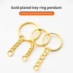 Gold-Plated Iron Keychain Four-Section Chain Modern Simple Design Christmas Use DIY Pendant Accessories Bulk Packaging - Image 4