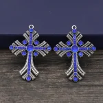 Blue Cross Catholic Church Gift Metal Keychain Diamond-encrusted for Men and Women - Image 3
