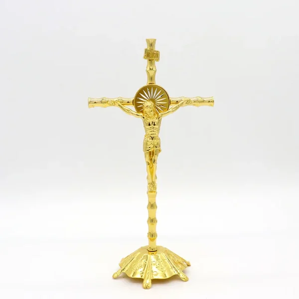Catholic Crucifix Retro Metal Craft Angel Figurine Engraved Ornaments for Home Office Decoration Retail Spot Supply Whol