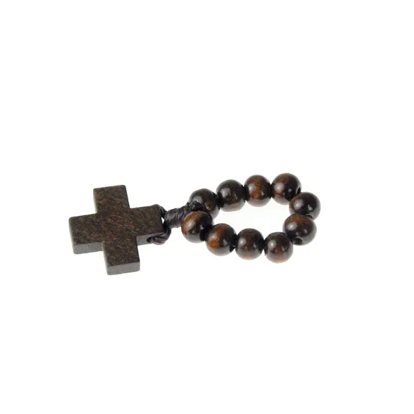 Natural Wood Beads Finger Chain Rosary Cross Colorful Ring Catholic Rosary Handmade Jewelry Wholesale
