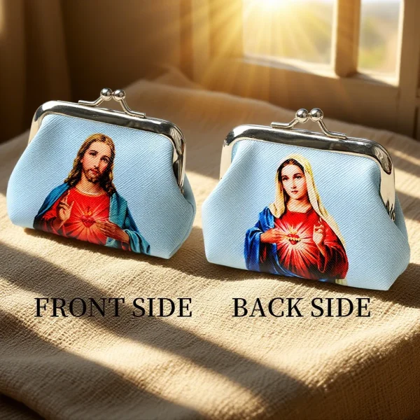 Catholic Virgin Mary Theme Jewelry Packaging Bags Rosary Storage Colorful Mini Bags Kiss-Lock Rosary Pouch Coin Purse Wh