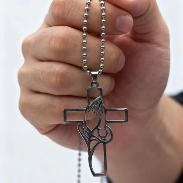 Cross-border Stainless Steel Prayer Hand Box Pendant Necklace for Unisex Sporty Fashion Personality Design Jewelry Acces