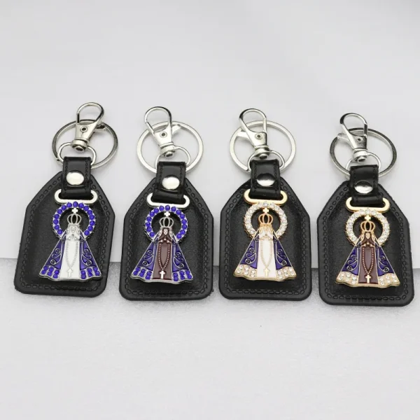 Catholic metal PU micro-inlaid enamel color keychain accessories pendant