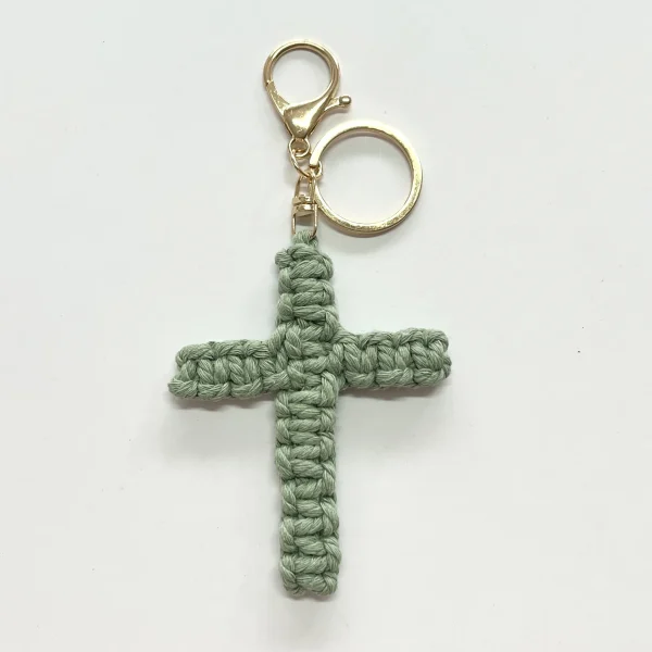 W Cross Pendant Holiday Decoration Hanging Ornament Cotton Rope Woven Handmade Accessory Car Keychain Backpack
