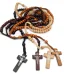 Catholic Wood Rosary Necklace with Cross and Jesus Religious Christian Pendant Beads Religious Jewelry Wholesale