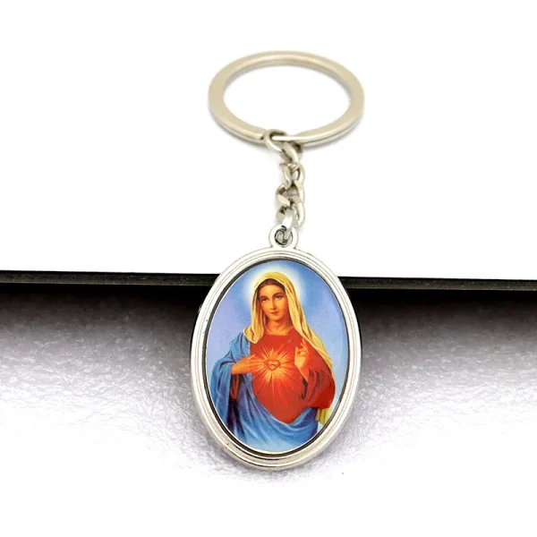 Metal Oil Painting Necklace Jewelry Catholic Jesus Pattern Pendant Key Chain Mobile Phone Decoration Pendant Key Chain