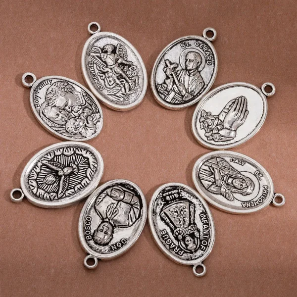 Religious Catholic Priest Round Alloy Pendant Necklace and Bracelet DIY Charms