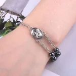 Hematite Rosary Bracelet Cross Catholic Holy Soil Baptism Communion Jewelry Wholesale - Image 4