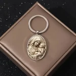 Catholic Relics Gifts Fashion Holy Mary Virgin Mary Alloy Oval Keychain Our Lady Christian Church Gifts Madonna Wholesale - Image 3