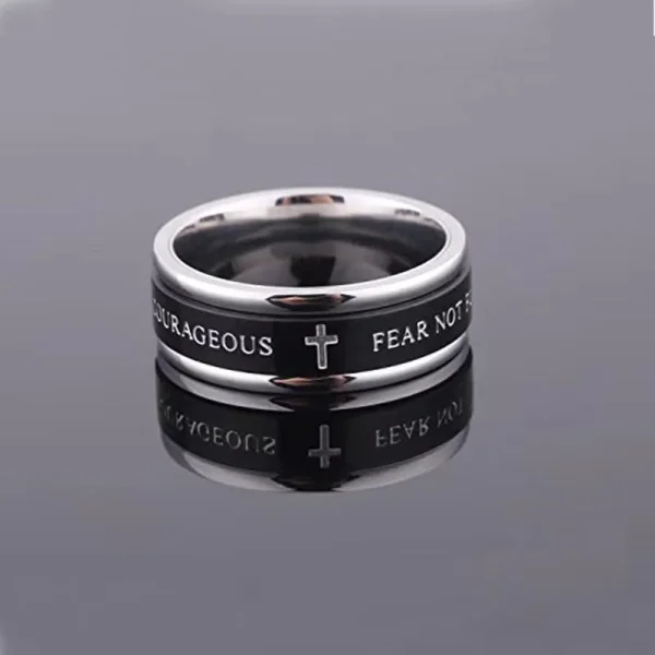 Stainless Steel Religious Cross Wedding Band Ring Anti-Stress Anxiety Fidget Spinner Alloy Jewelry for Women and Men