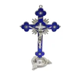 14 * 8.5cm Jesus Crucifix Metal Cross with Bottom Ornaments Religious Office Automotive Home Decor Decoration Metal Handicrafts - Image 6