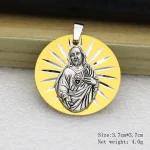 Catholic Virgin Mary Jesus Creative Jewelry Pendant Bag Keychain Zinc Alloy 3.7cm*3.7cm 4g Car Keychains - Image 4