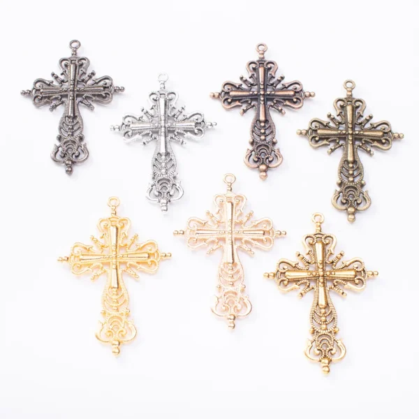 Jewelry Making Charms 63*42.5*4mm Religious Hollow Cross Retro Metal Zinc Alloy Jewelry Fashion Pendant Pendant Making