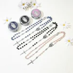 New Fashion Alloy Rosary Necklace Cross Pendant Long Baptism Gift - Image 4