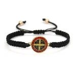 Catholicism Adjustable Woven Bracelet Cross Bracelets Men's Women's Saint Benedict Exorcism Medal Bracelet in Various Colors