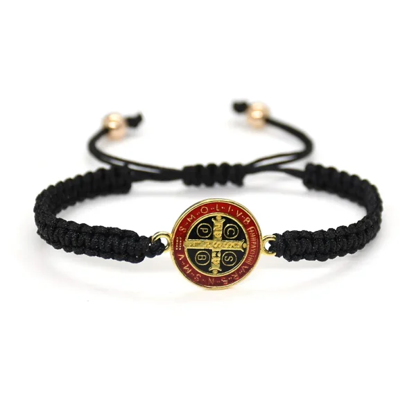Catholicism Adjustable Woven Bracelet Cross Bracelets Men’s Women’s Saint Benedict Exorcism Medal Bracelet i