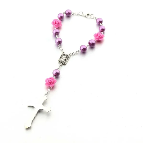 Wholesale Catholic Rosary Bracelet Prayer Fashion Cross Bracelet Gold Imitation Glass Pearl Handcrafted Curved Needle Br