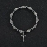 Catholic Jewelry Bracelet Saint Benedict Beaded Bracelet Black Gallstone Alloy - Image 2