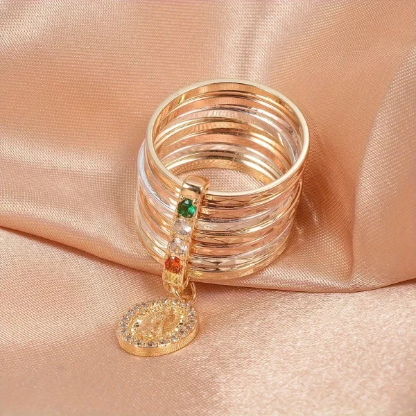 Copper Micro-inlaid Our Lady of Guadalupe Retro Jewelry Skin-friendly Non-fading Colored Zircon Decorative Stacked Ring