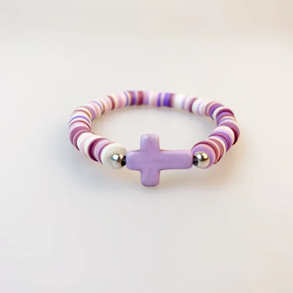 Natural Stone Cross Bohemian Colorful Women Soft Clay Beaded Elastic Multi-Layer Bracelet