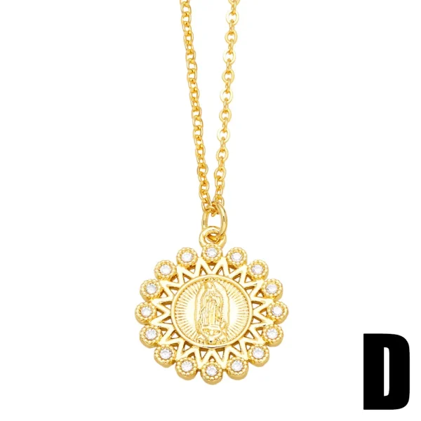 Mecrt Virgin Mary Necklace Simple Collar Religious Our Lady of Guadalupe Alloy Jewelry with Cross for Gift Wholesale