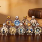 15ml Glass Holy Water Bottle Round Religious Sticker Baptism Decoration Inlaid Design Ornament - Image 4